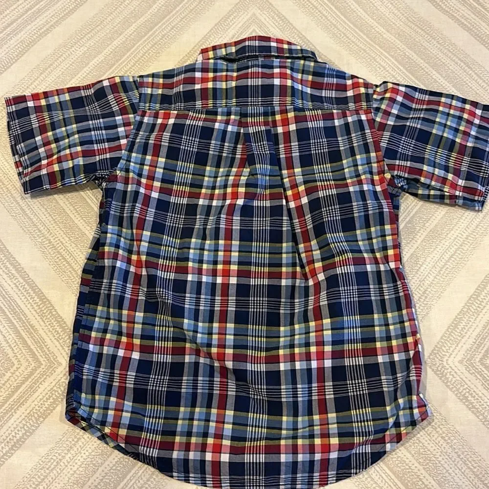 Ralph Lauren Boys Short-sleeve Blue, Red, White plaid Button Down Shirt - Size 4